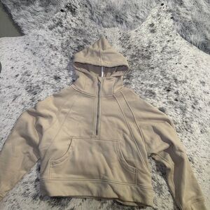 Quarter Zip Hoodie in Cream